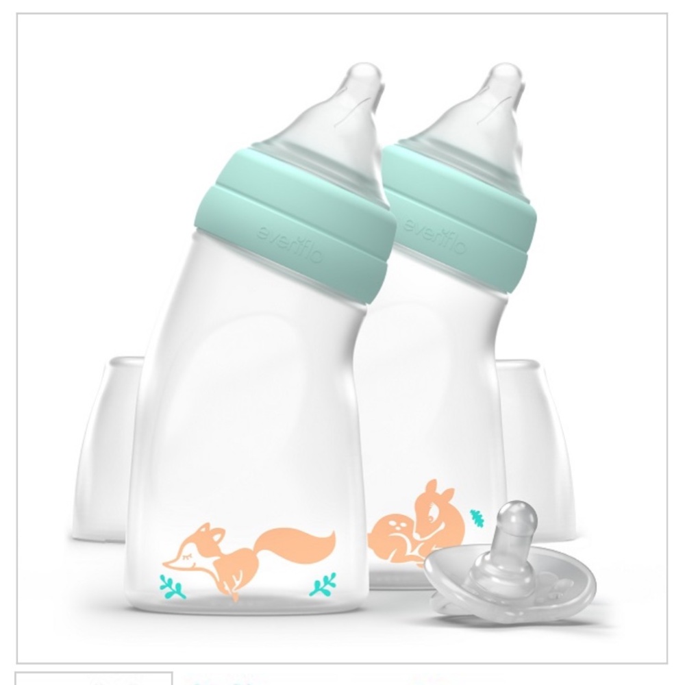 Evenflo BALANCE + ANGLED BABY BOTTLE WITH PACIFIER (5OZ, 2PK), GREEN